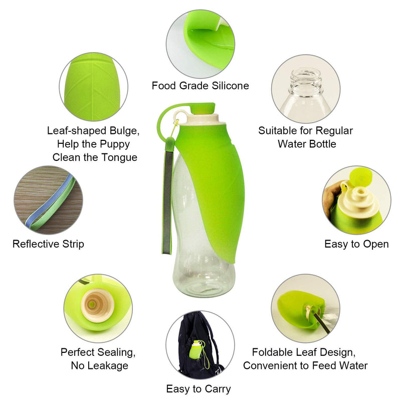 RoyalCare Portable Pet Water Bottle, Reversible & Lightweight Water Dispenser for Dogs and Cats, Made of Food-Grade Silicone (Green) - PawsPlanet Australia