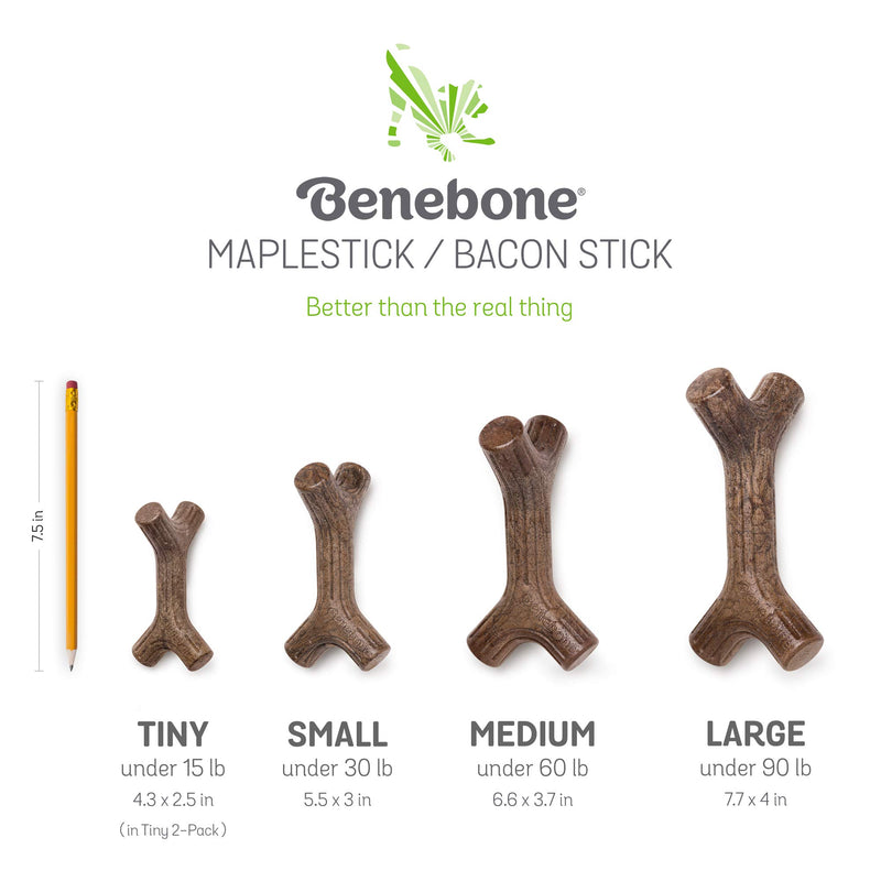[Australia] - Benebone Maplestick/Bacon Stick Durable Dog Chew Toy for Aggressive Chewers, Made in USA REAL Maple Wood Medium 