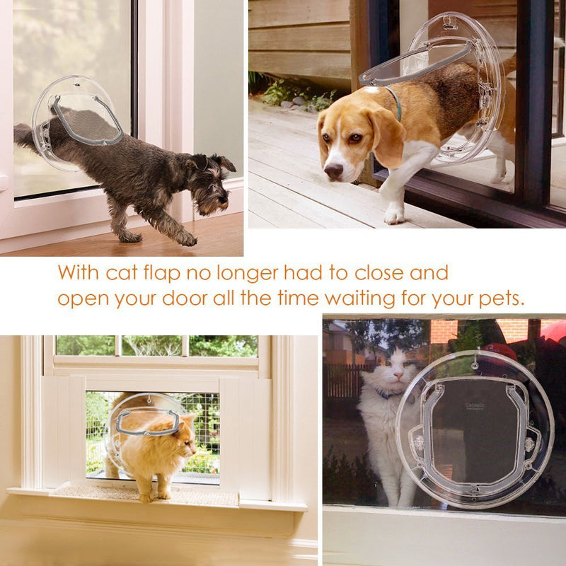 [Australia] - YOUTHINK Cat Flap Door, 4 Way Locking Cat Doors, Small Pet Door for Cats, Small Dogs, Puppy and Doggie, Fits for Sliding Glass Door, Glass Window 
