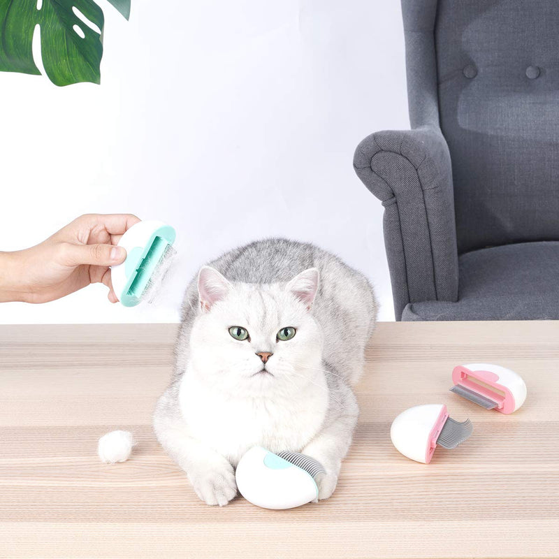 Furrytail Shell Brush Cat Grooming Pet Brush Soft Glue Stainless Steel Dog Cat Pet Shedding Massage Brush Comb Pink - PawsPlanet Australia