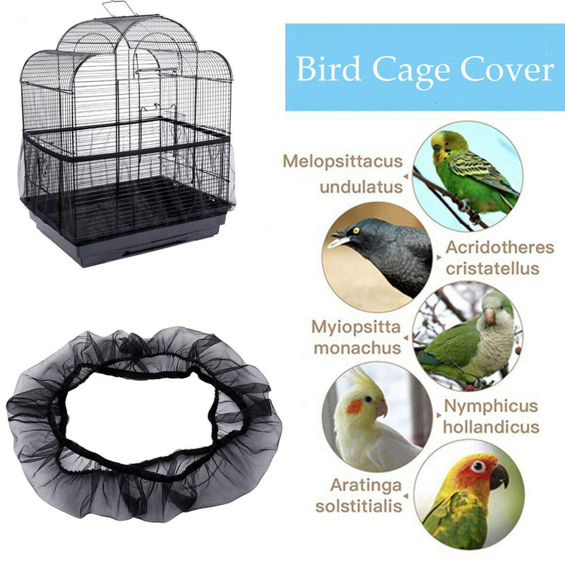 Universal Bird Cage Seed Catcher,Seed Catcher Guard Net Cover,Parrot Nylon Mesh Net Cover,Soft Airy Cage Net Stretchy Skirt for Round Square Cages(Circumference 50 inch to 90 inch，Black) Black Circumference 50 inch to 90 inch - PawsPlanet Australia