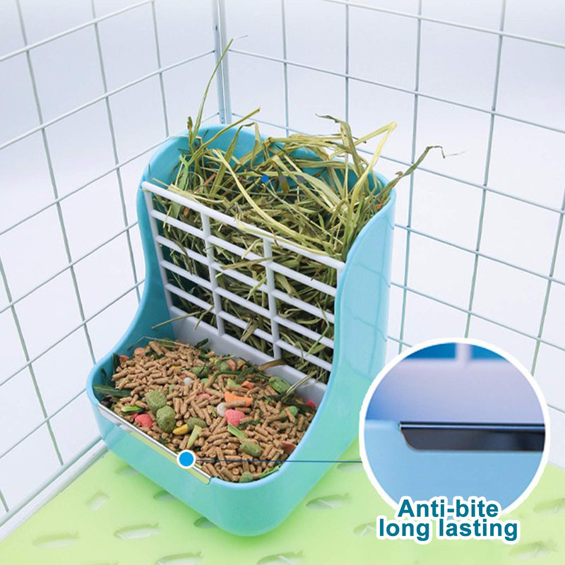 Heiqlay 1 Rabbit Hay Rack with Litter Tray and 1 Drinking Bottle, Rabbit Hay Feeder Rack, Rabbit Hay Rack Manger, Less Wasted Manger for Rabbits, Guinea Pig, Chinchilla, Hamsters and Small Animals - PawsPlanet Australia