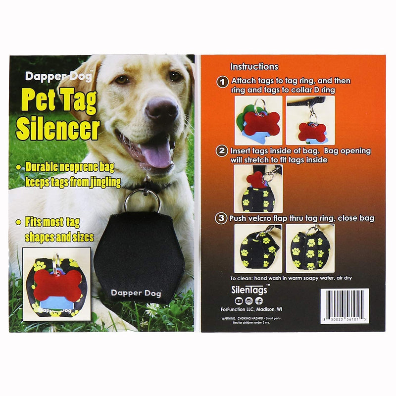 Dapper Dog - Dog Tag Silencer with Tag Ring Black - PawsPlanet Australia