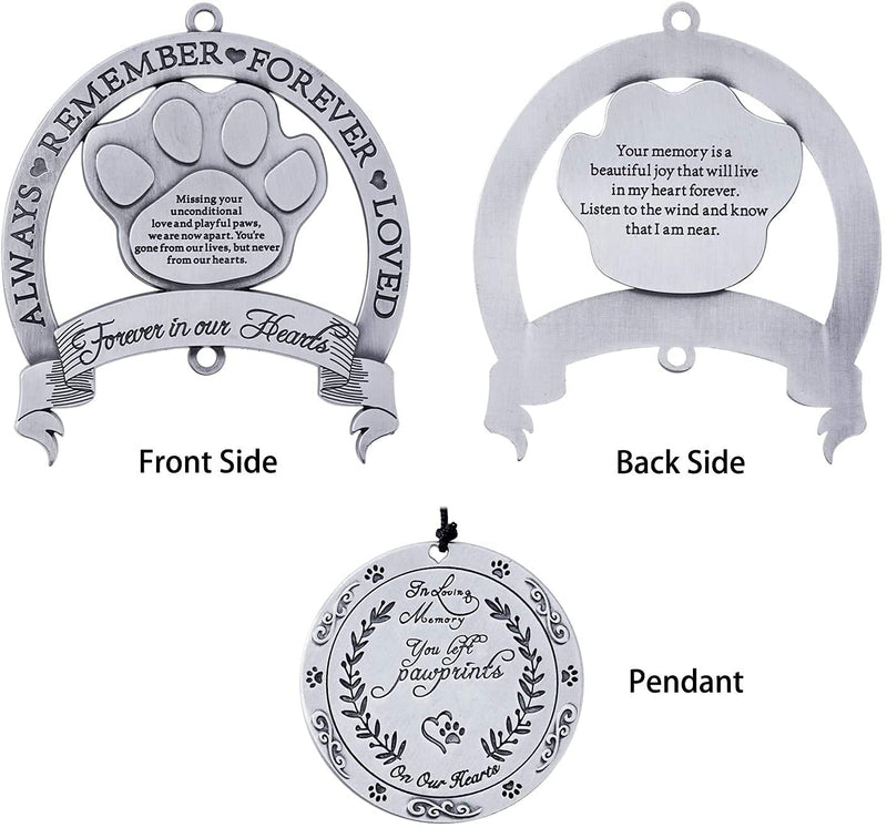 YOUIN Pet Memorial Wind Chime 18" - Metal Pet Memorial Gift to Honor with “Forever in My Heart” Poem Sympathy Wind Chime for Loss of Pet Gift, Loss of Dog/Cat Gift, Garden Home Yard Hanging Decor - PawsPlanet Australia