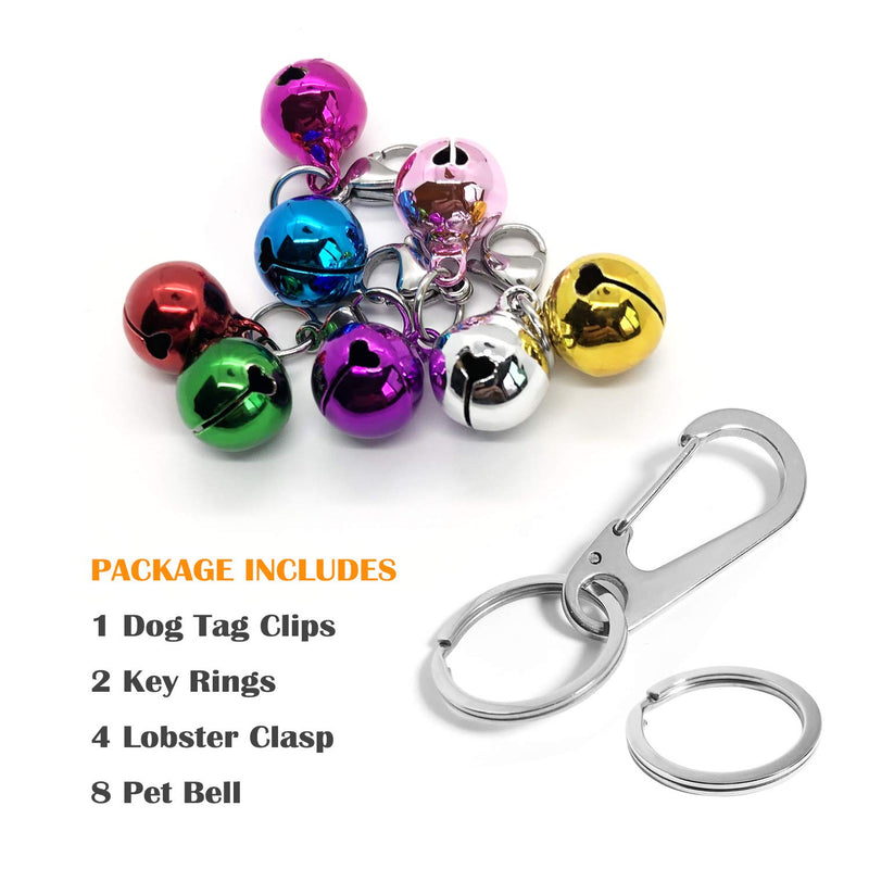 Fiyoom Pet Cat Collar Bells,8 Pcs Colourful for Dog Training Bells,with 1 Pack Stainless Steel Clips and Key Rings Small - PawsPlanet Australia