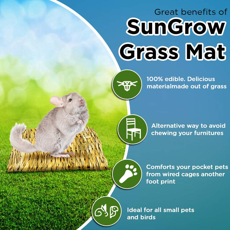 [Australia] - SunGrow Seagrass Mat for Chinchilla, 12x12 inches, Handmade Woven Play Bed, Edible Chew Toy, Treat Rodent’s Sore Hocks, Place in Cage or on Floor 