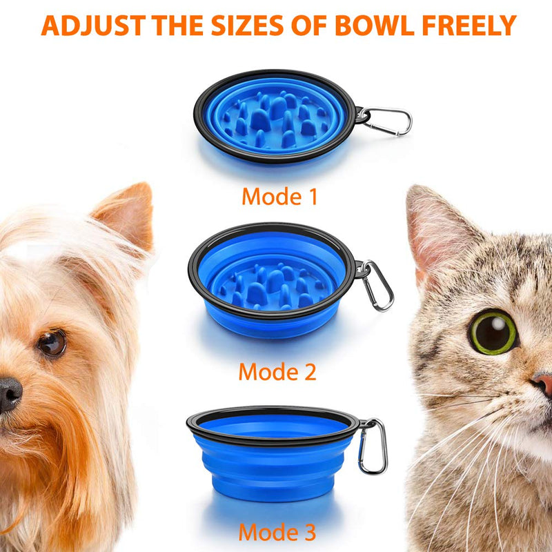 [Australia] - URWOOW Collapsible Foldable Slow Feeder Pet Dog Cat Puppy Silicone Travel Pet Slow Feeding Bowl Dog Water Dish Cat Port 2pack small 