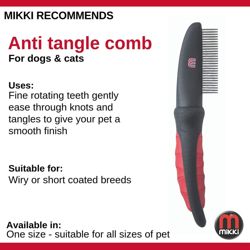 Mikki Dog, Cat Anti-Tangle Shedding Comb - Removes Knots, Matts and Tangles - for Thick Hair Coats Coarse coat - PawsPlanet Australia