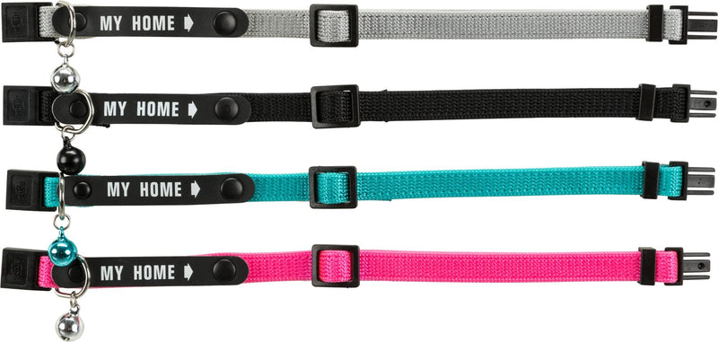 Trixie cat collar with address tab, nylon, assorted colors, neck circumference 20 - 28 cm - PawsPlanet Australia