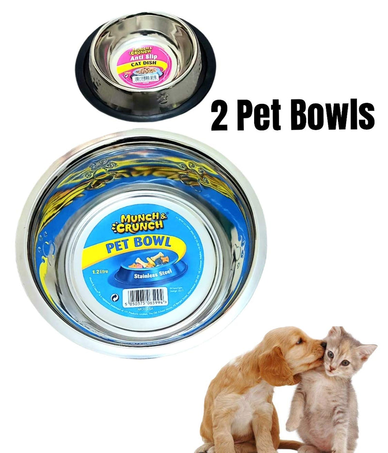 PSM Stainless steel pet food bowl set, dog cat feeding bowl, water bowl for pet, dog cat food bowl, Non-slip rubber base cat bowl, pet bowl, pet product - PawsPlanet Australia