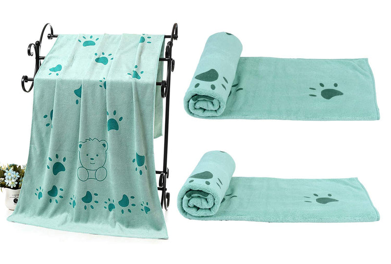 2PCS Dog Towel, Microfiber Quick Drying Dog Bath Towel, Pet Bath Towel Puppy Towel, Dog Beach Towel Dog Absorbent Towel, Cat Towel with Pet Bath Brush - PawsPlanet Australia