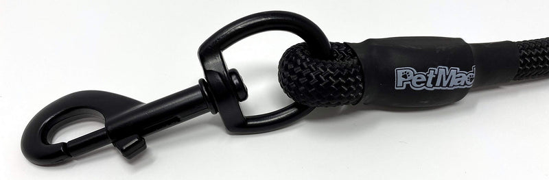 Strong Nylon Rope Dog Puppy Pet Lead with 360 Degree Swivel Clip for Collar Harness (Medium - 8mm, Black) Medium - 8mm - PawsPlanet Australia
