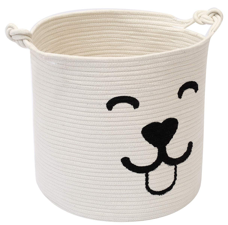 Durable rope dog toy basket, dog storage box, laundry basket blanket storage bin - Perfect for organizing pet toys, blankets, leashes - Beige - PawsPlanet Australia