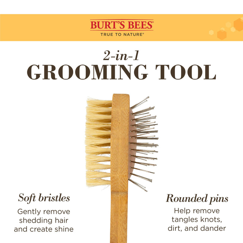 Burt's Bees for Dogs Bamboo Dog Brush - Dog Brush Made from Bamboo & Recycled Material - Eliminates Knots, Tangles, and Mats in Dog Fur Small Double Sided Pin & Bristle Brush - PawsPlanet Australia