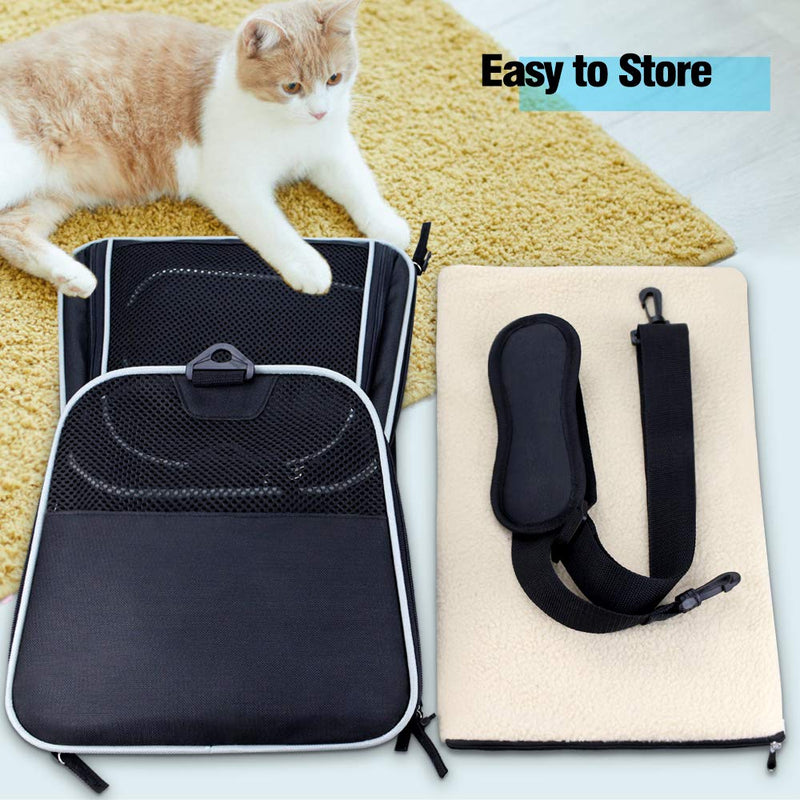 Comsmart Cat Carrier, Pet Carrier Airline Approved Pet Carrier Bag Collapsible 15 Lbs Dog Carrier for Small Medium Cats Dogs Puppies Kitten - Black - PawsPlanet Australia
