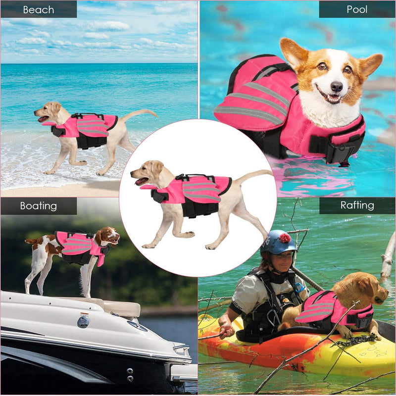 Haokaini Dog Life Jacket, Pet Floatation Life Vest with Wings, Dog Lifesaver Preserver Swimsuit for Water Safety at Swimming Pool Beach Boating XS Pink - PawsPlanet Australia