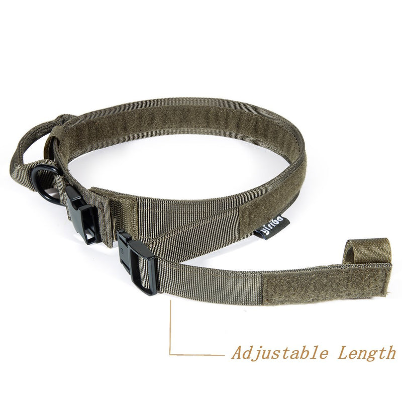 [Australia] - yisibo Tactical Dog Collar with Control Handle,Hook and Loop Panel for Dog ID Patch XL Size-Adjustable(20.9"-24.8") Ranger Green 