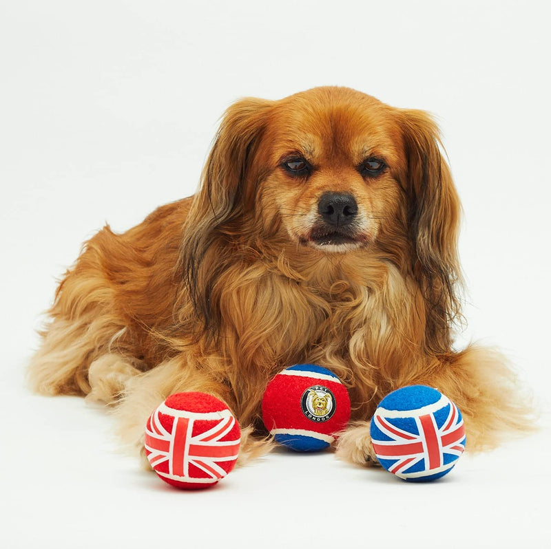 PetLondon Dog Tennis Balls 3pack, Dog Ball Bouncy Union Jack, London United Kingdom Tennis Balls, Premium British Tennis Balls For Small and Medium Dog and Puppies - PawsPlanet Australia