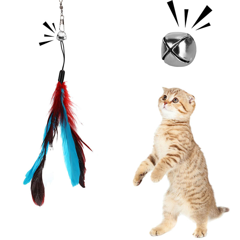 Depets Cat Feather Wand, Retractable Cat Wand Toy, 5PCS Assorted Feather Refills with Bell, Interactive Cat Toy Wand for Indoor Cat and Kitten Funny Exercise Wand+5pcs Feathers - PawsPlanet Australia