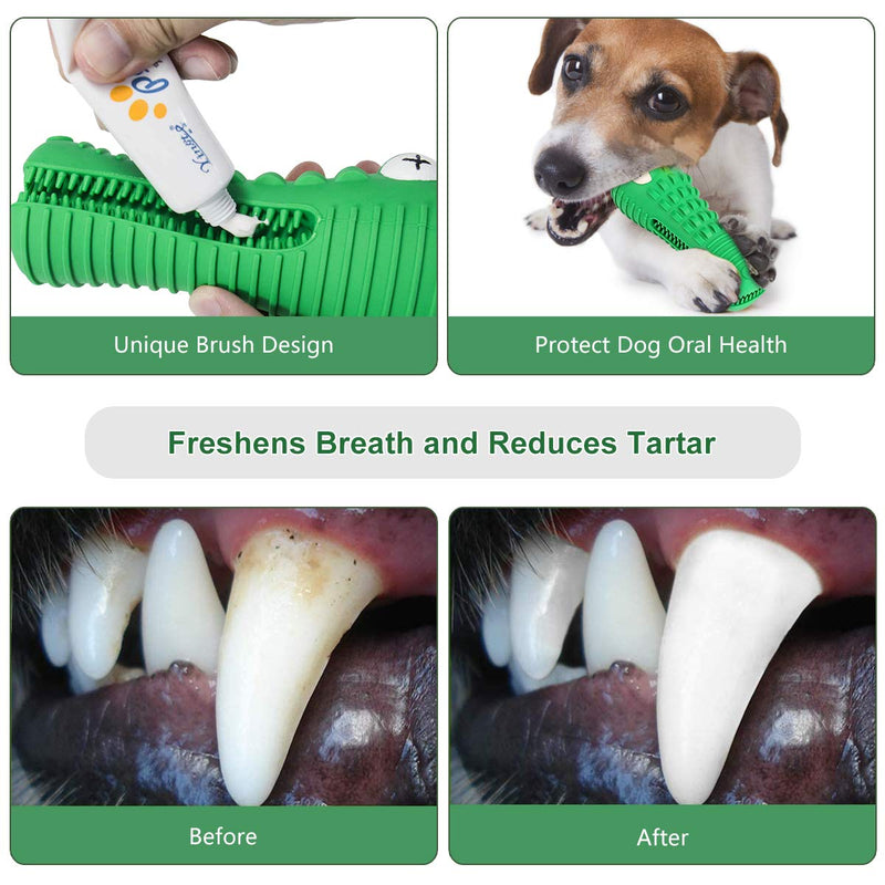 Idepet Dog Toys,Non-Toxic Dog Toothbrush Chew Toy Interactive Toys Eating IQ Training Game Toy Dog Squeaky Toy Dental Care Teeth Cleaning For Small Medium Large Dogs Green - PawsPlanet Australia