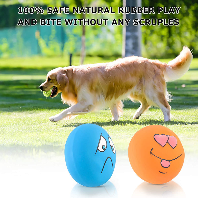 Qiraoxy 6Pcs/Set Dog Rubber Squeaky Balls Funny Expression Soft Bouncy Chewing Squeaky Toy for Small Medium Pet Dog Cat - PawsPlanet Australia