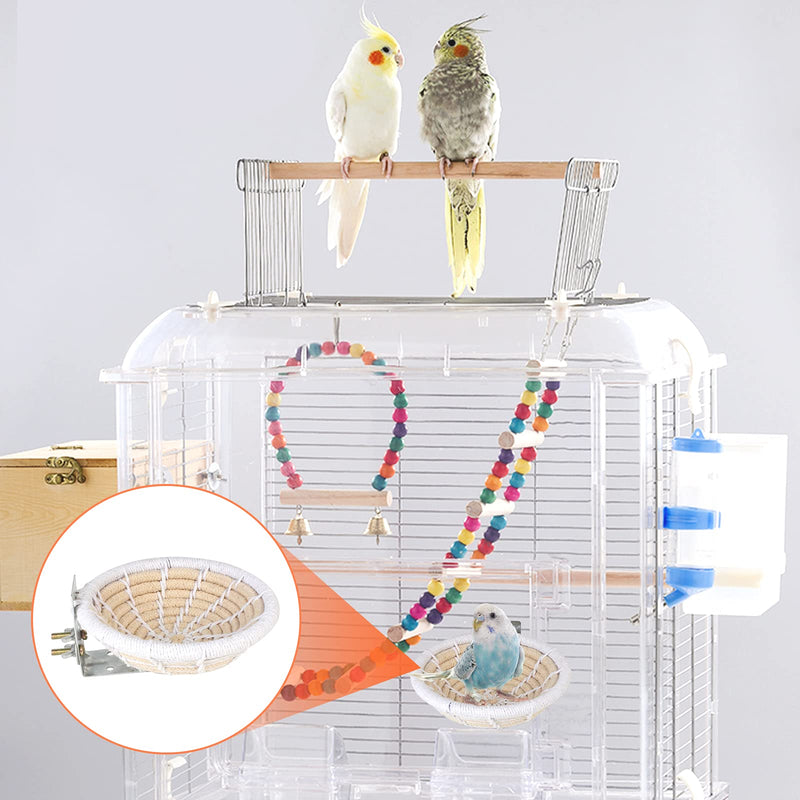 Bird Cage Nest Parrot Nest Bed Cotton Hemp Rope Weave Bird Breeding Nest Small Bird Cage Nest Hatching Nesting Box With Flannel For Budgies, Parakeets, Cockatiels, Parakeets, Canaries, Finches(14cm) - PawsPlanet Australia