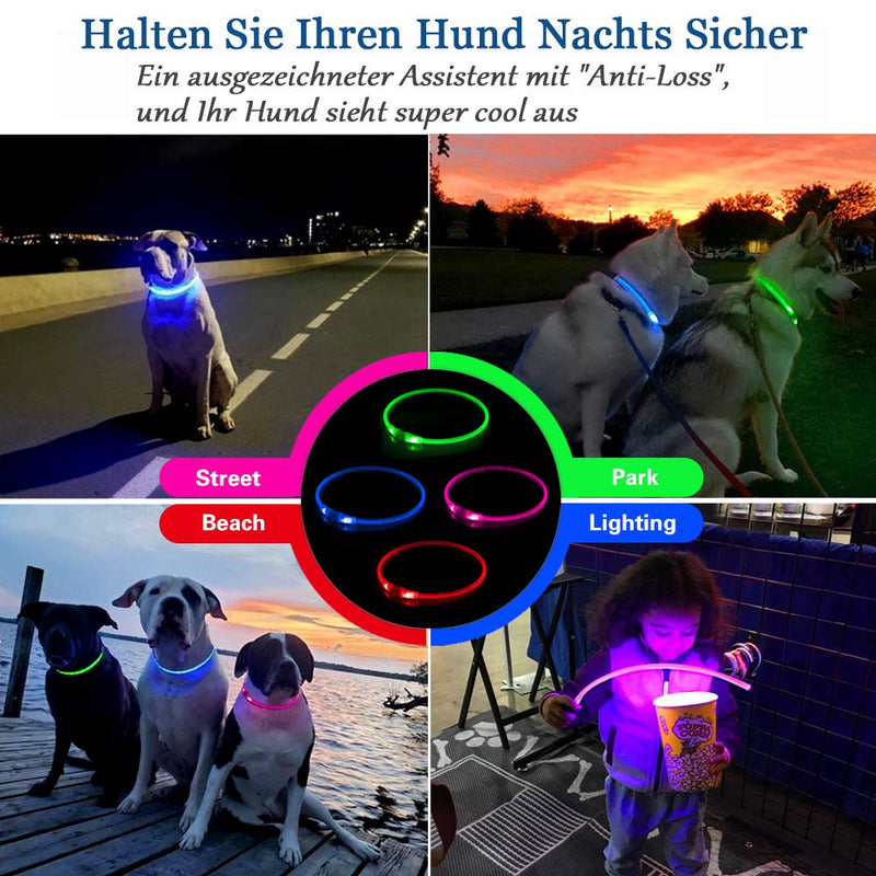 KABB LED Dog Collar, USB Rechargeable Flashing Collar for Safety at Night, Adjustable, Waterproof, Brightly Illuminated Collar for Dogs - One Size Fits All, Blue - PawsPlanet Australia