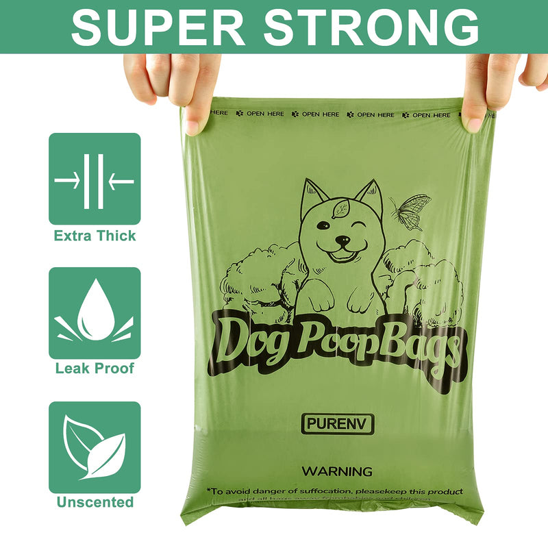 PURENV dog waste bags, biodegradable, 100% leak-proof and tear-resistant, environmentally friendly made from corn starch mixture (270 pieces). Flat bag 270 pieces - PawsPlanet Australia