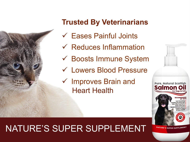 100% Pure, Natural Scottish Salmon Oil For Dogs, Cats, Horses and Pets. Omega 3, 6 & 9 Supplement For Skin, Coat, Joint, Heart & Brain Health. Results in 30 Days or Your Money Back (500ml) 500 ml (Pack of 1) - PawsPlanet Australia