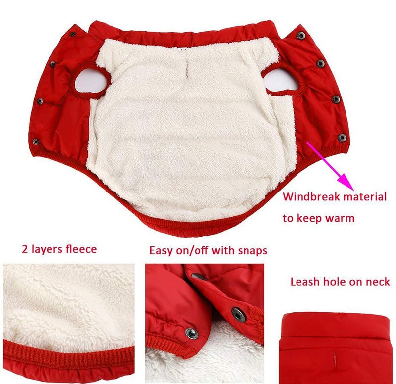 Xiaoyu Warm Dog Jacket for Small/Medium Dog Winter Coat, 2 Layers Fleece Lined, Soft Windproof Small Dog Coat, Red, XXL - PawsPlanet Australia