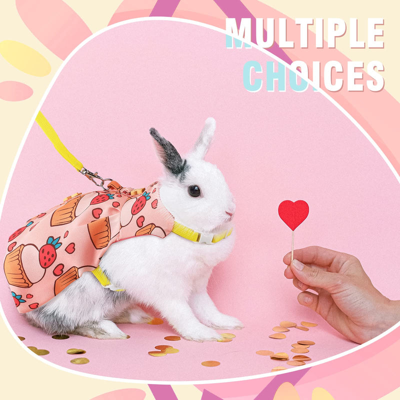 3 Piece Cute Rabbit Leash and Harness Set, Bunny Rabbit Dress Clothes Walking Harness Vest Escape Proof Pet Supply for Rabbit Hedgehog Ferret Guinea Pig Cake, Bunny, Pineapple - PawsPlanet Australia