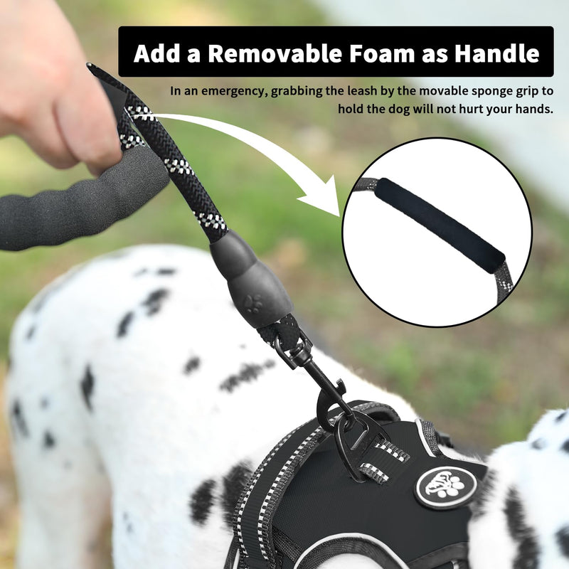 NESTROAD Rope Dog Leash Heavy Duty,Add a Movable Sponge for Easy Control,Reflective Threads Dog Leashes with Comfortable Handle for Medium Large Dogs Walking with Poop Bags and Dispenser(5FT,Black) 1 Pack Climbing Rope Black - PawsPlanet Australia