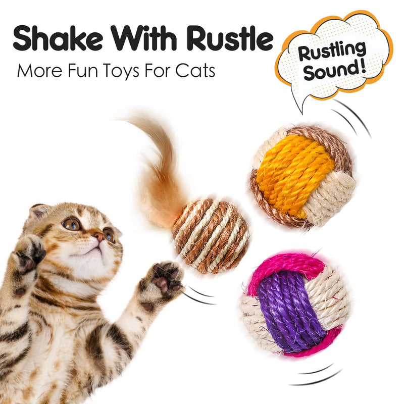 Skrtuan cat toy ball, 6 pieces cat balls, interactive feather toy, cat toy ball for indoor use, interactive toy for cats, cat balls, cat toy, self-occupation - PawsPlanet Australia