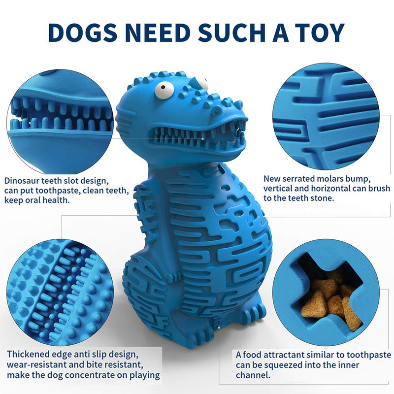 Power Indestructible Dog Chew Toys for Aggressive Chewers Large and Medium Breed with Beef Flavor,Natural Rubber Toothbrush Toys Food Leaking,Puzzle Toy Durable Puppy Chew Tough Toy for Teething Blue - PawsPlanet Australia