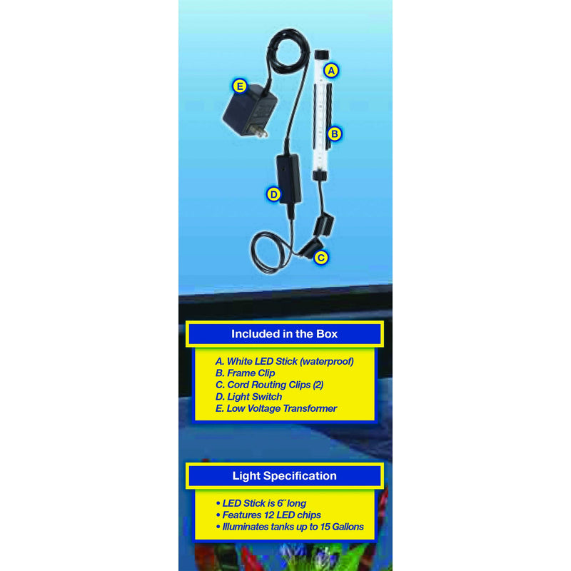[Australia] - Tetra Hidden LED Stick Light for Aquariums, Brilliant White 6" Light Stick 