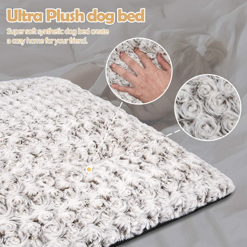 MIXJOY Dog Bed Kennel Pad Washable Anti-Slip Crate Mat for Dogs and Cats 24-inch White-brown rose swirl - PawsPlanet Australia