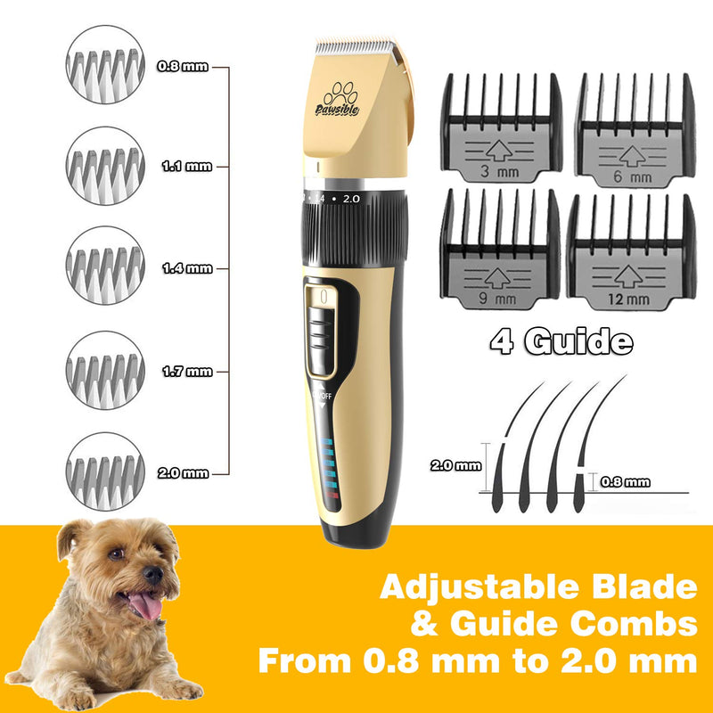 Pawsible Dog Clippers for Grooming - Dog Grooming Kit with Dog Hair Clippers, Dog Nail Clippers, Thinning & Straight Grooming Scissors - Dog Grooming Clippers with Battery Indicator - Dog Supplies - PawsPlanet Australia