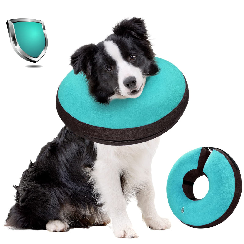 Bilibara Dog Cone Alternative After Surgery, Inflatable Recovery Collar for Dogs & Cats, Adjustable Dog E Collars, Cone for Dogs After Surgery to Stop Licking, Soft Dog Cones for Large Dogs, Teal L(Neck:12"-18") - PawsPlanet Australia