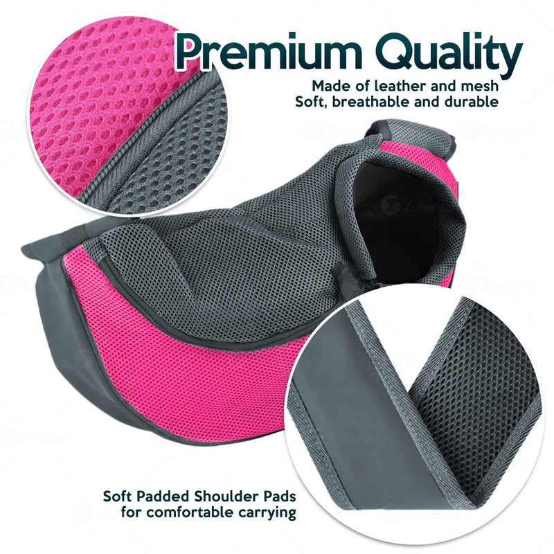 [Australia] - Zone Tech Pet Sling Bag Carrier - Premium Quality Adjustable Breathable Safe Stylish Travelling Pet Hands-Free Sling Bag Perfect for Small Dogs and Cats 