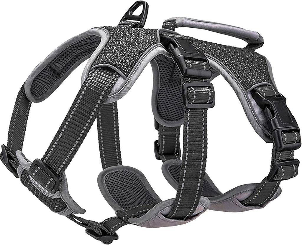BELPRO Multi-Purpose Dog Harness, Escape Proof, No Pulling, Reflective, Adjustable Vest with Heavy Duty Handle, Dog Harness for Large/Active Dogs (Black, M) M (1 Pack) Black - PawsPlanet Australia