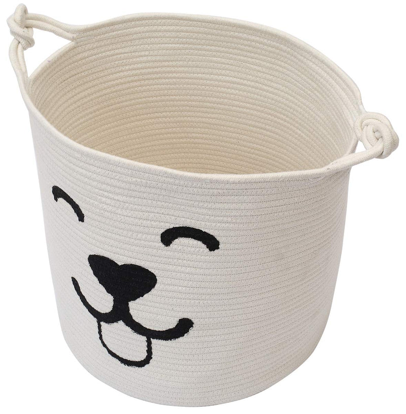 Durable rope dog toy basket, dog storage box, laundry basket blanket storage bin - Perfect for organizing pet toys, blankets, leashes - Beige - PawsPlanet Australia