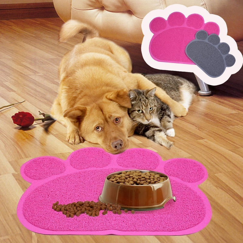 DINOWIN Cat Litter Mat Food,PVC Paw Pet Mat Waterproof Non-slip Pet Feeding Mat Pet Bowl Mat,45 x60 CM (Rose) Rose - PawsPlanet Australia