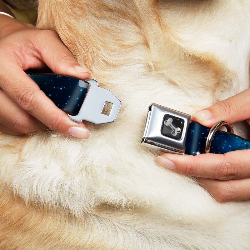 [Australia] - Dog Collar Seatbelt Buckle Galaxy Blues Blues 15 to 26 Inches 1.0 Inch Wide 