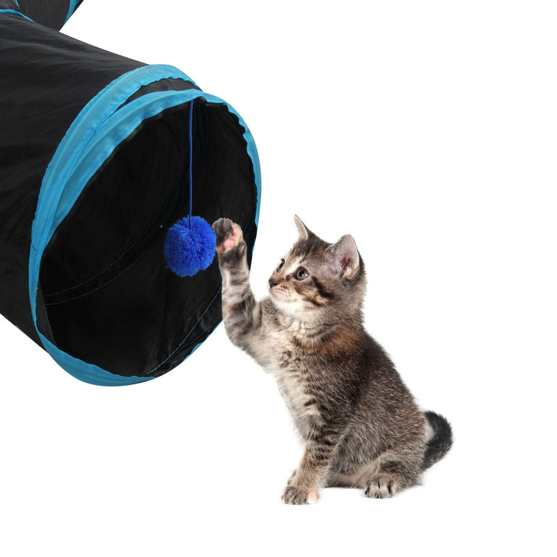 [Australia] - Cat Tunnel Collapsible Pet Tube Toy with Balls Cat Entertain Equipment Interactive Tunnel Toy 3 Way Cat Pop-up Tunnel 