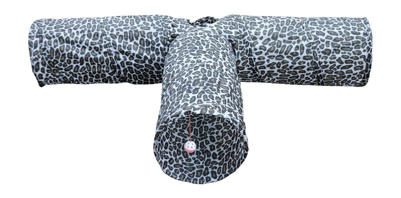 Feline Ruff Premium 3 Way Cat Tunnel. Extra Large 12 Inch Diameter and Extra Long. A Big Collapsible Play Toy. Wide Pet Tunnel Tube for Other Pets Too! Animal Print - PawsPlanet Australia