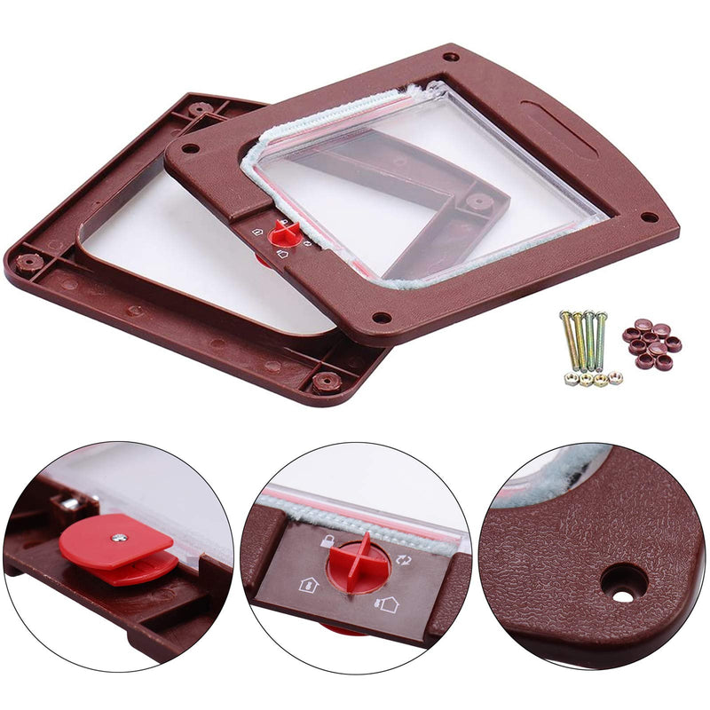 YBFBSJK Pet Mounting Door Wall Entry Cat Door Pet Tunnel Door Cat Flap Closure Cat Flap Inner Door 4 Way Manual Locking Cat Door Install Easily With Telescopic Frame For Cats Small Dogs Brown - PawsPlanet Australia