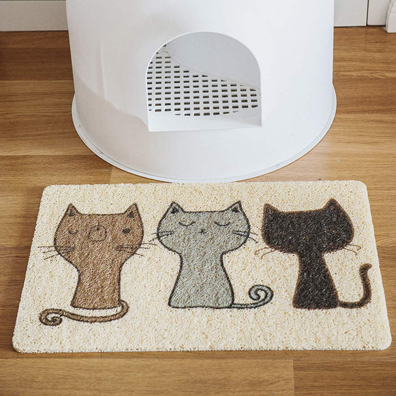 Cat Litter Mat,Super Cute Cat Feeding Placemat for Puppy Pet Food Catching,Water-Resistant,Durable and Easy to Clean. creamy white - PawsPlanet Australia