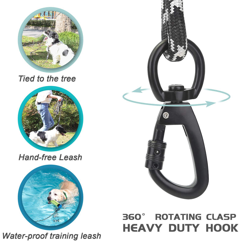 [Australia] - NOYAL 32FT Long Dog Leash Obedience Recall Training Agility Leash Long Training Lead Outside Check Cord Dog Leash for Small to Large Dogs Black 