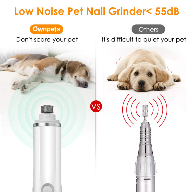 Ownpets Pet Nail Grinder Electric, USB Rechargeable 50DB Ultra Quiet 2 Speed Fast Grinding Electric Dog Nail File, Dog Nail Trimmer Paws Grooming & Smoothing, 3 Ports - PawsPlanet Australia