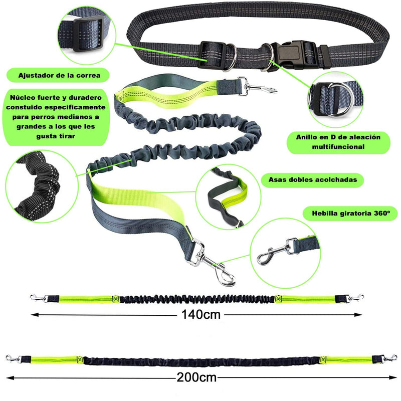 Low&EE® Jogging Leash for Dogs, Hands-Free Leash, Dog Leash, Adjustable Belt, Reflective Stitching for Running, Cycling, Hiking + Poop Bag with 30 Pockets and Ultrasonic Whistle - PawsPlanet Australia